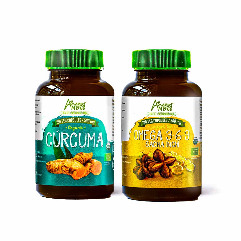 Super Brain Pack | Sacha Inchi Oil 500 mg + Turmeric Capsules | Cognitive & Memory Support | Vegan